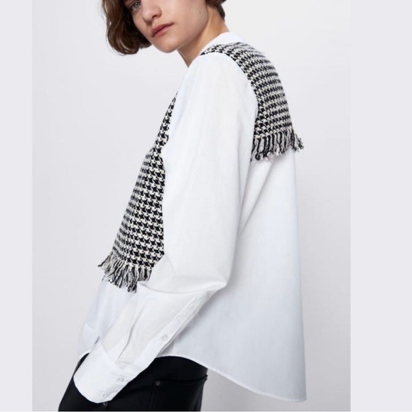 Zara Contrast Tweed Top - Picture 4 of 10